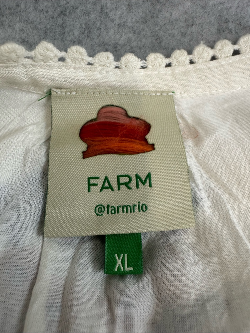 Farm Rio Linen Blend Embroidered Midi White Navy Boho Peasant Artsy Dress XL - Picture 12 of 16